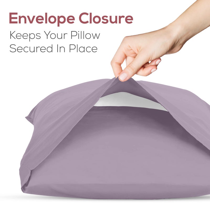 Superity Linen Pillow Cases Standard Size - Envelope Enclosure - 2 Pack - 100% Soft and Comfortable Premium Cotton - Lavender - Image 2